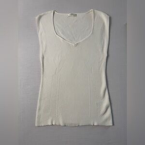 Cream Ribbed Sleeveless Top